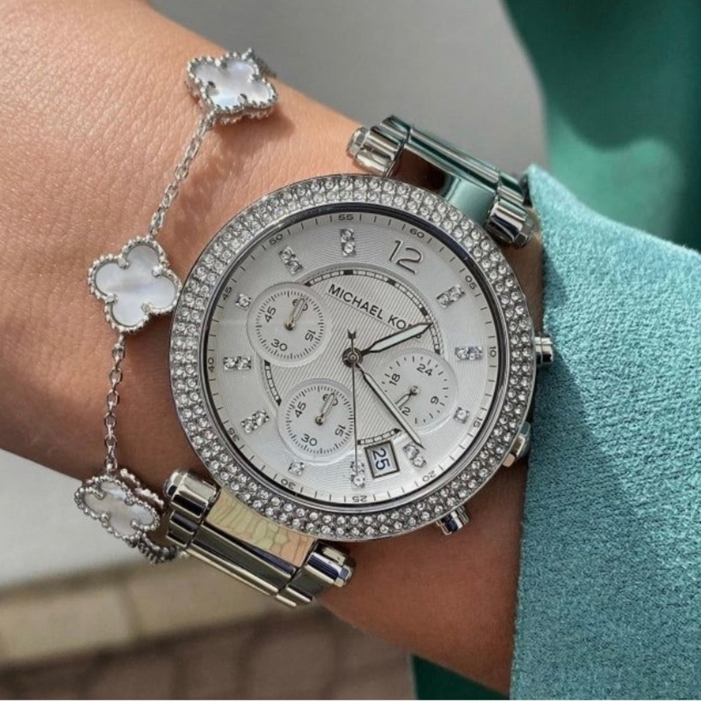 Michael Kors MK5353 Parker Silver Dial Chronograph Stainless Steel Women's Watch